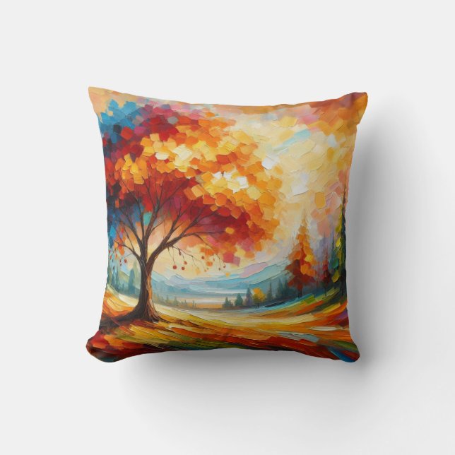 Coussin Peinture de Paysage avec des Couleurs Vives (Recto)