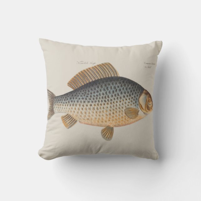 Coussin peinture de pêche de carpe dessin d'eau douce  (Recto)