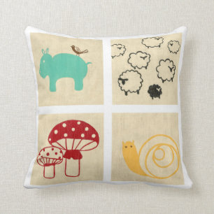 Coussin Peinture de quatre blocs de bois pour enfants