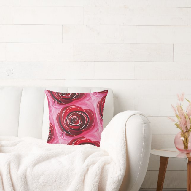 Coussin Peinture de rose papillon par Alfred Fox (Canapé)