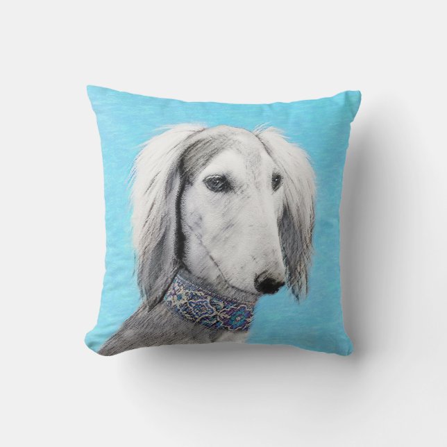 Coussin Peinture de Saluki (Argent) - Joli art original de (Recto)