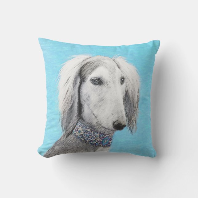 Coussin Peinture de Saluki (Argent) - Joli art original de (Recto)