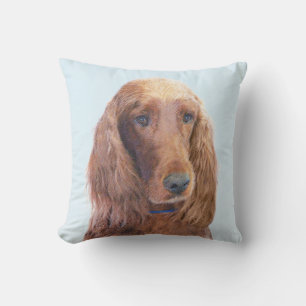 Coussin Peinture de Setter irlandais - Joli art original d