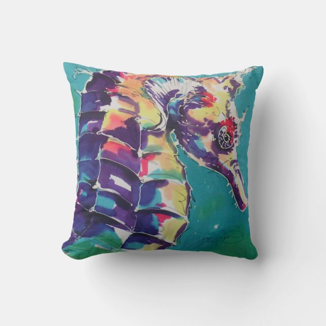Coussin Peinture de soie du Sea Horse (Recto)