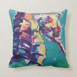 Coussin Peinture de soie du Sea Horse