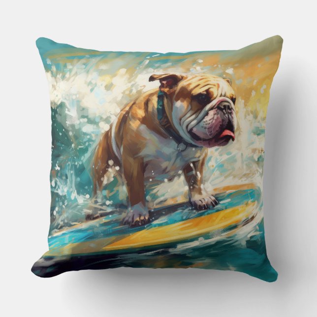 Coussin Peinture de surf sur la plage de Bulldog (Recto)