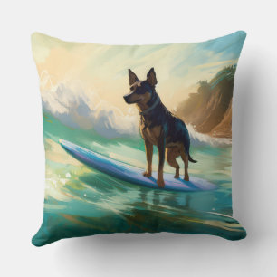 Coussin Peinture de Surf sur Plage de Kelpie Australien