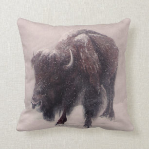 Coussin Peinture de tempête de neige de Buffalo