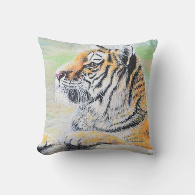 Coussin Peinture de tigre curieux (Recto)
