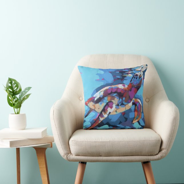 Coussin Peinture de Tortue de Mer - Décoration de Maison V (Chaise)