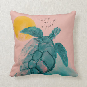 Coussin Peinture de tortue de mer rose