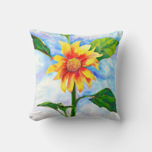 Coussin Peinture de tournesol aquarelle