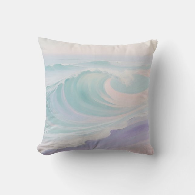 Coussin Peinture de vague océanique pastel (Recto)