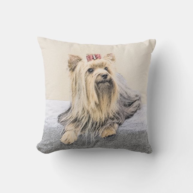 Coussin Peinture de Yorkshire Terrier - art original (Recto)