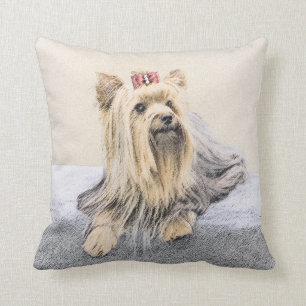 Coussin Peinture de Yorkshire Terrier - art original