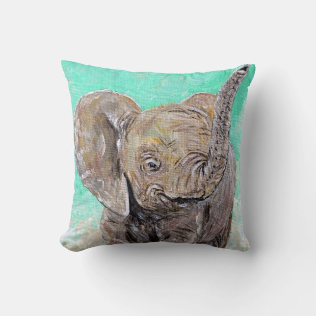 Coussin Peinture des éléphants de bébé (Recto)