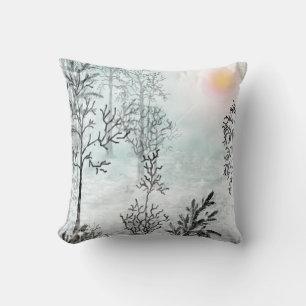 Coussin Peinture d'hiver, Noël, hiver, aquarelle
