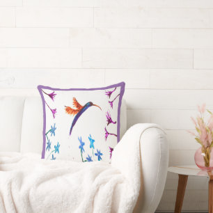 Coussin Peinture d'oiseaux Colibri floral