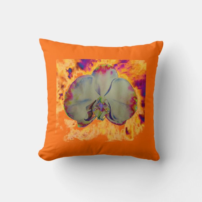 Coussin Peinture d'orchidée à l'aquarelle abstraite bohème (Recto)
