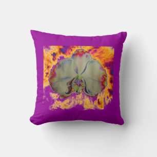 Coussin Peinture d'orchidée à l'aquarelle abstraite boho é