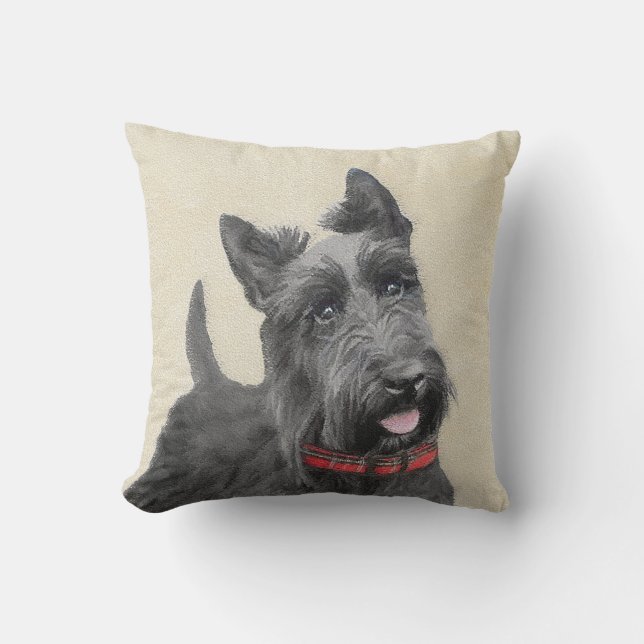 Coussin Peinture écossaise Terrier - Cute Original Dog Art (Recto)
