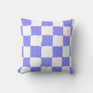 Coussin Peinture élégante à carreaux de vague bleue