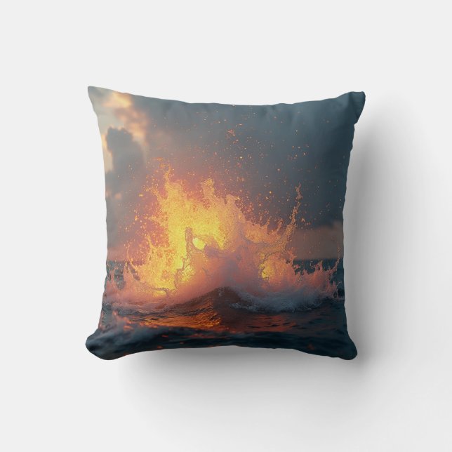 Coussin Peinture en cendres de vague (Recto)