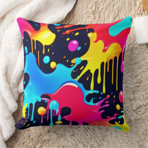 Coussin Peinture en néon coloré art