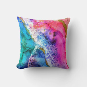 Coussin Peinture en or acrylique multicolore Art Abstrait