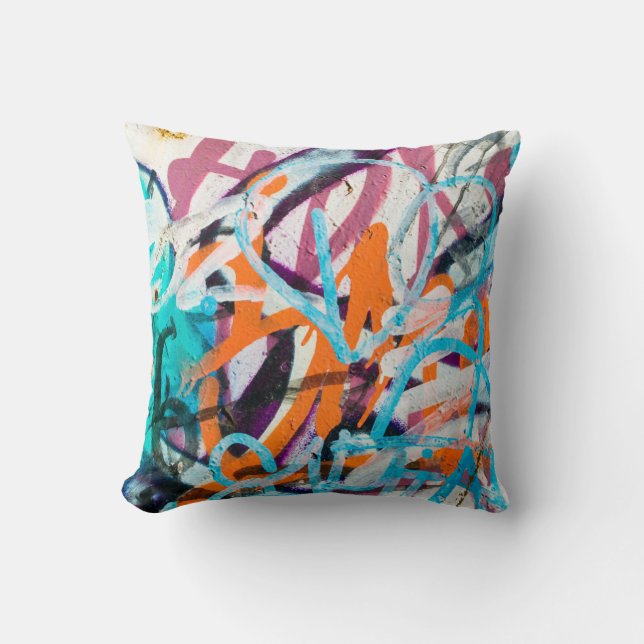 Coussin Peinture endommagée en béton, patinée, murale usée (Recto)