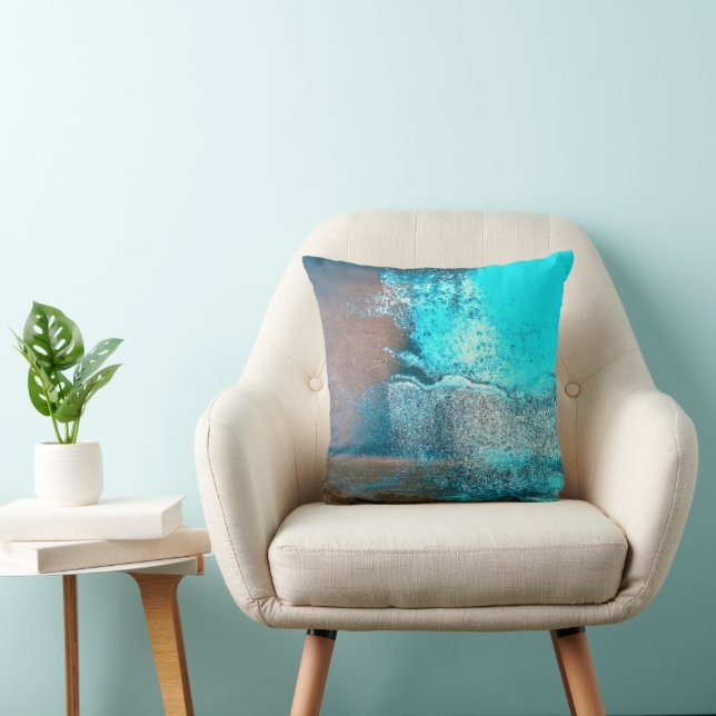 Coussin Peinture et rouille texturées turquoise Abstrait (Chaise)