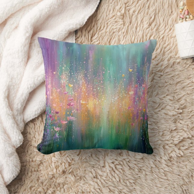 Coussin Peinture florale abstraite aux couleurs vives (Couverture)
