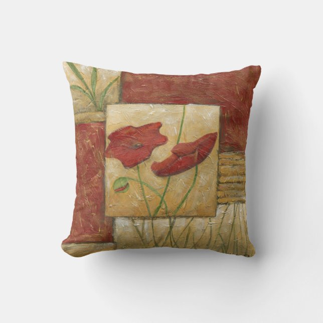 Coussin Peinture florale avec traits de pinceau visibles (Recto)