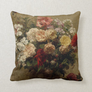 Coussin Peinture florale Rose antique