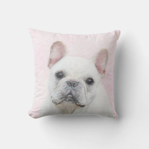 Coussin Peinture française de Bulldog (Crème/Blanc) - Art