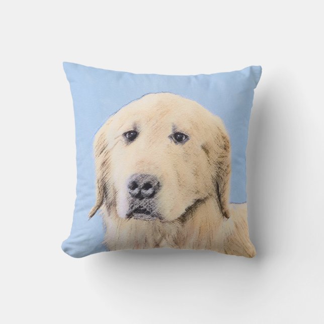 Coussin Peinture Golden Retriever - Joli art original chie (Recto)