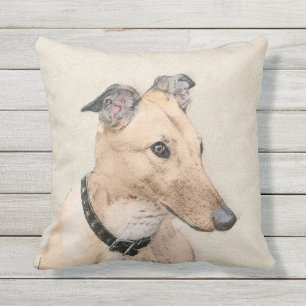 Coussin Peinture Greyhound - Beau art original de chien