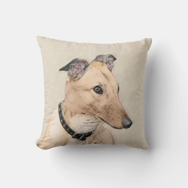 Coussin Peinture Greyhound - Cute Original Chien Art (Recto)