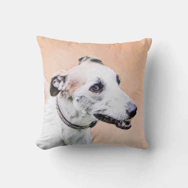 Coussin Peinture Greyhound - Cute Original Chien Art (Recto)