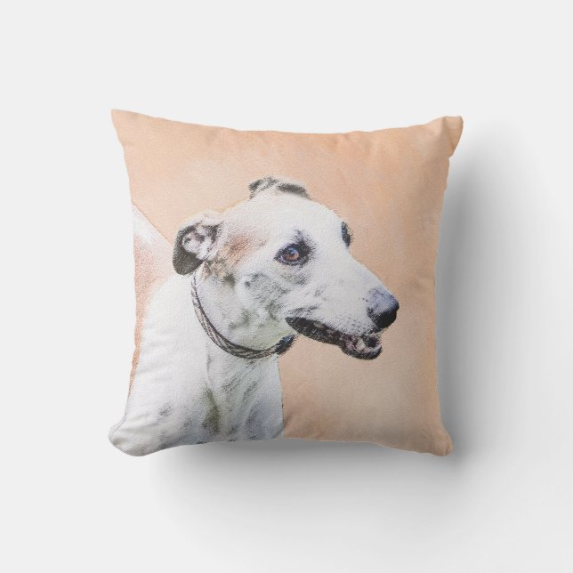 Coussin Peinture Greyhound - Cute Original Chien Art (Recto)
