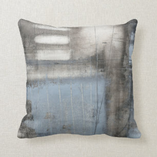 Coussin Peinture grise et bleue abstraite