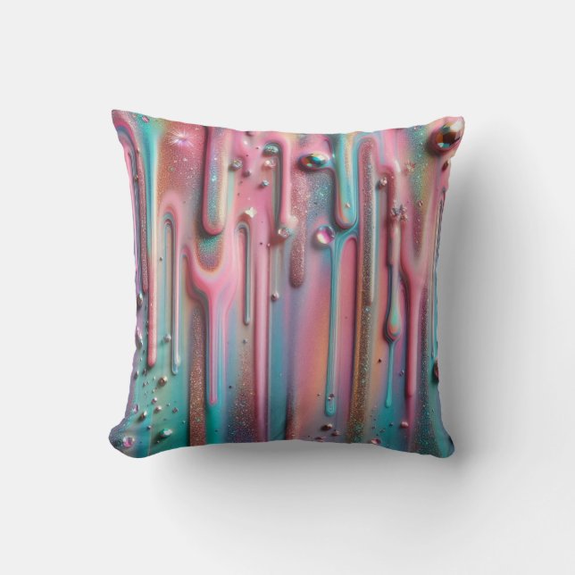 Coussin Peinture holographique scintillante qui coule  (Recto)