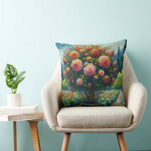Coussin Peinture impressionniste de Rose lunaire