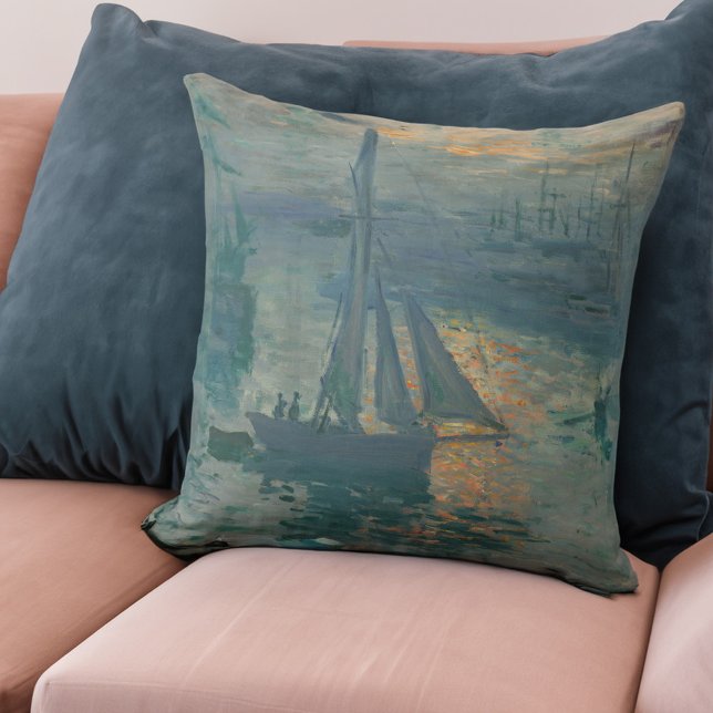 Coussin Peinture impressionniste marine du lever de soleil (Créateur téléchargé)