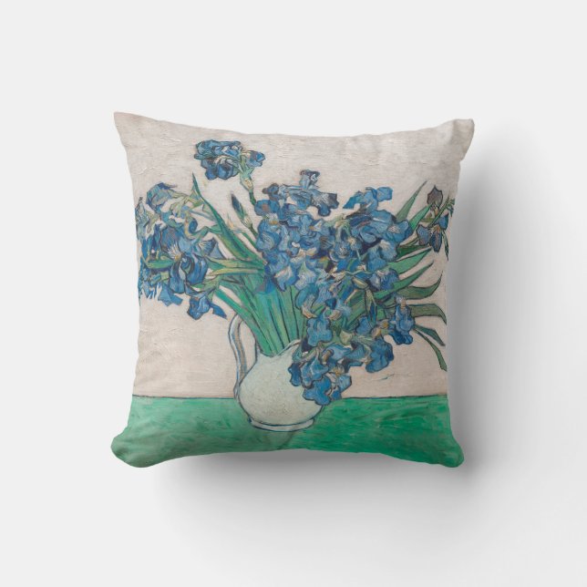 Coussin Peinture impressionniste Vase Iris de Van Gogh (Recto)
