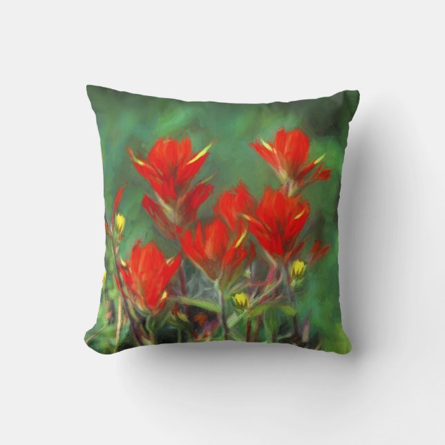 Coussin Peinture indienne de pinceau - Art Fleur original (Recto)