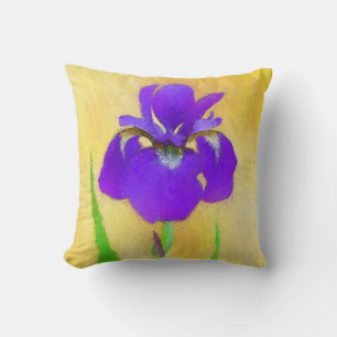 Coussin Peinture Iris à pois pourpre - Chien original mign