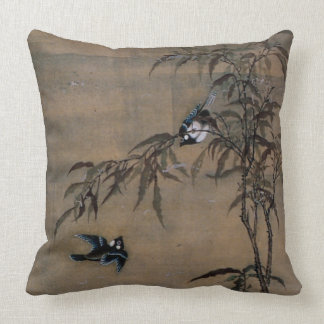 Coussin Peinture japonaise orientale vintage de deux