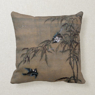 Coussin Peinture japonaise orientale vintage de deux