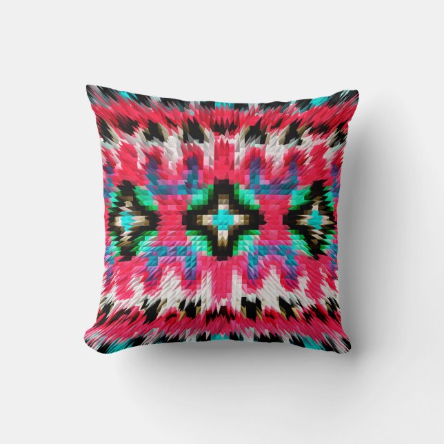 Coussin Peinture kaléidoscopique colorée abstraite, art, (Recto)